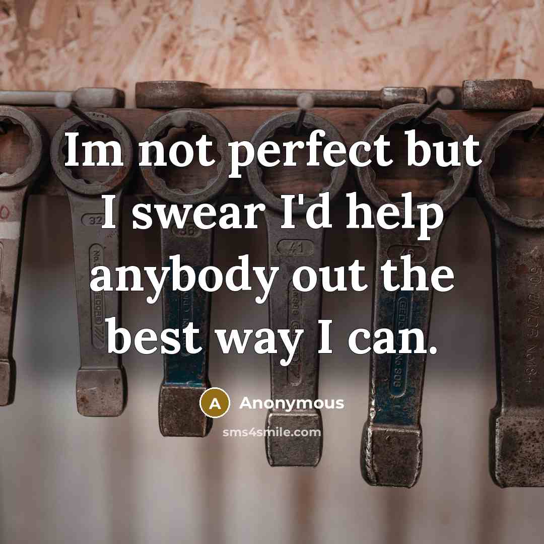 “Im not perfect but I swear I'd help anybody out the best way I can.” quote by Anonymous