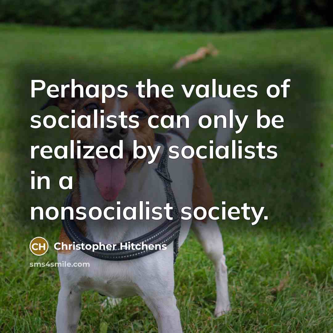 “Perhaps the values of socialists can only be realized by…” quote by Christopher Hitchens