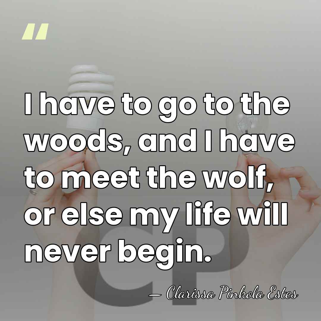 I have to go to the woods, and I have to meet&hellip; - Clarissa Pinkola Estes