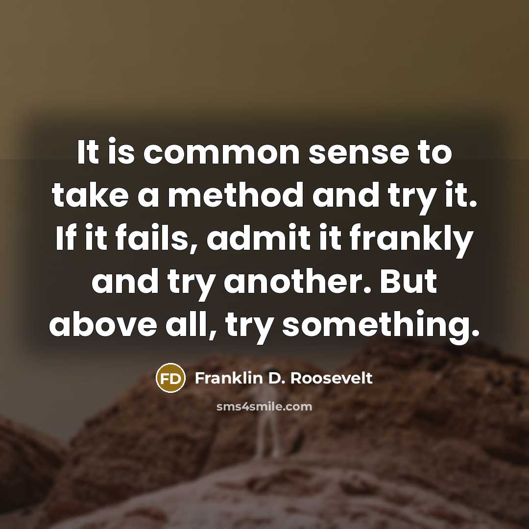 “It is common sense to take a method and try…” quote by Franklin D. Roosevelt