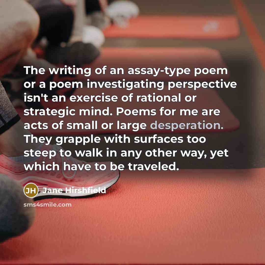 “The writing of an assay-type poem or a poem investigating…” quote by Jane Hirshfield