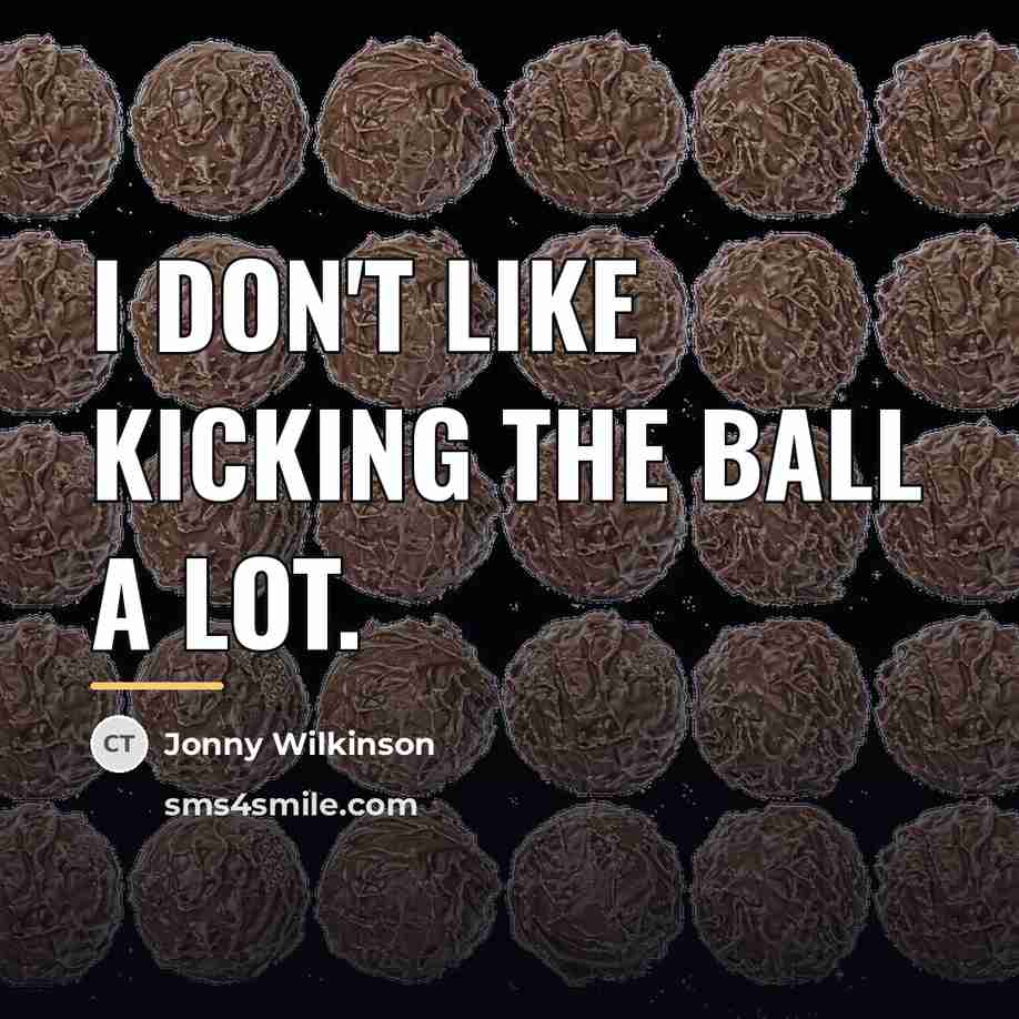 “I don't like kicking the ball a lot.…” quote by Jonny Wilkinson