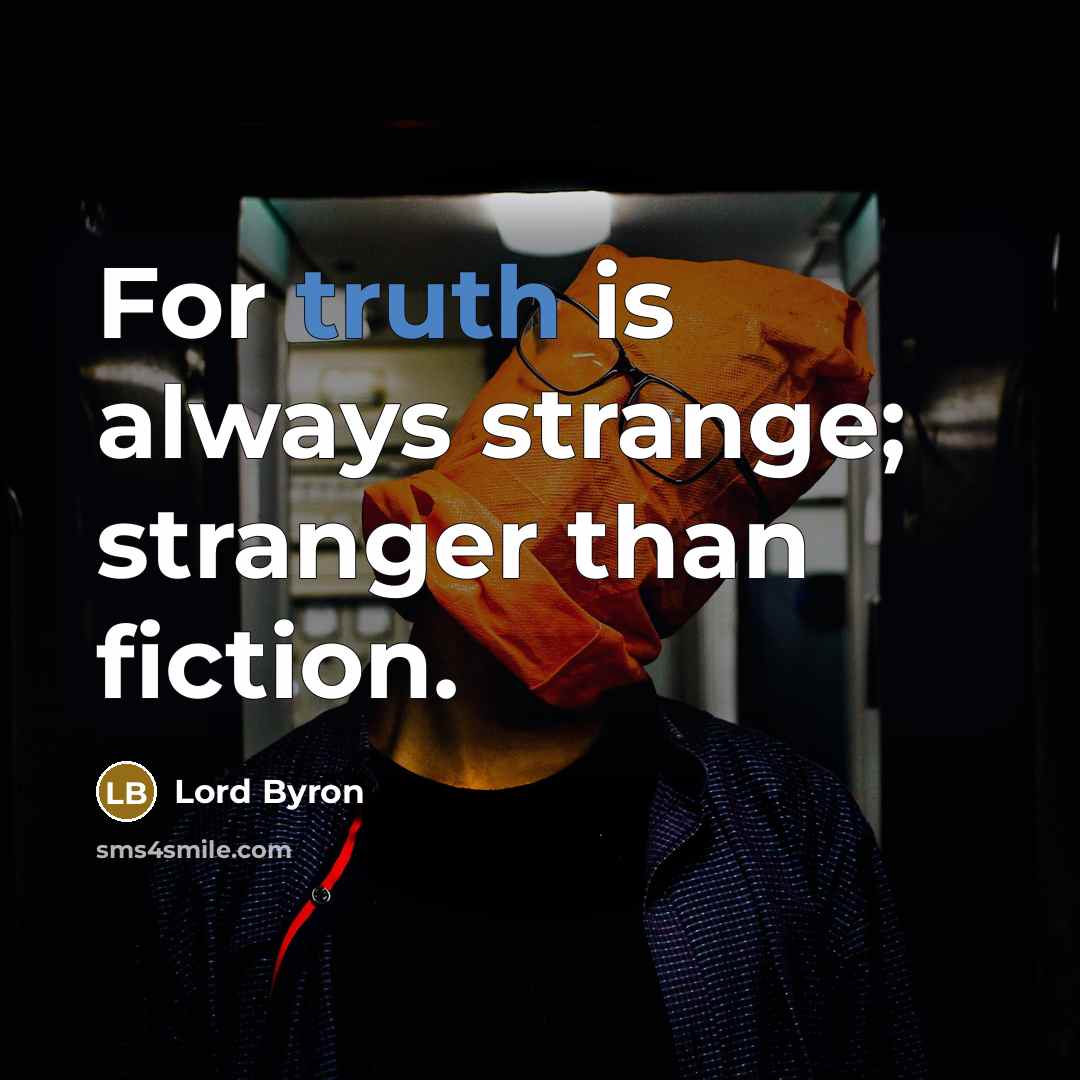 “For truth is always strange; stranger than fiction.…” quote by Lord Byron