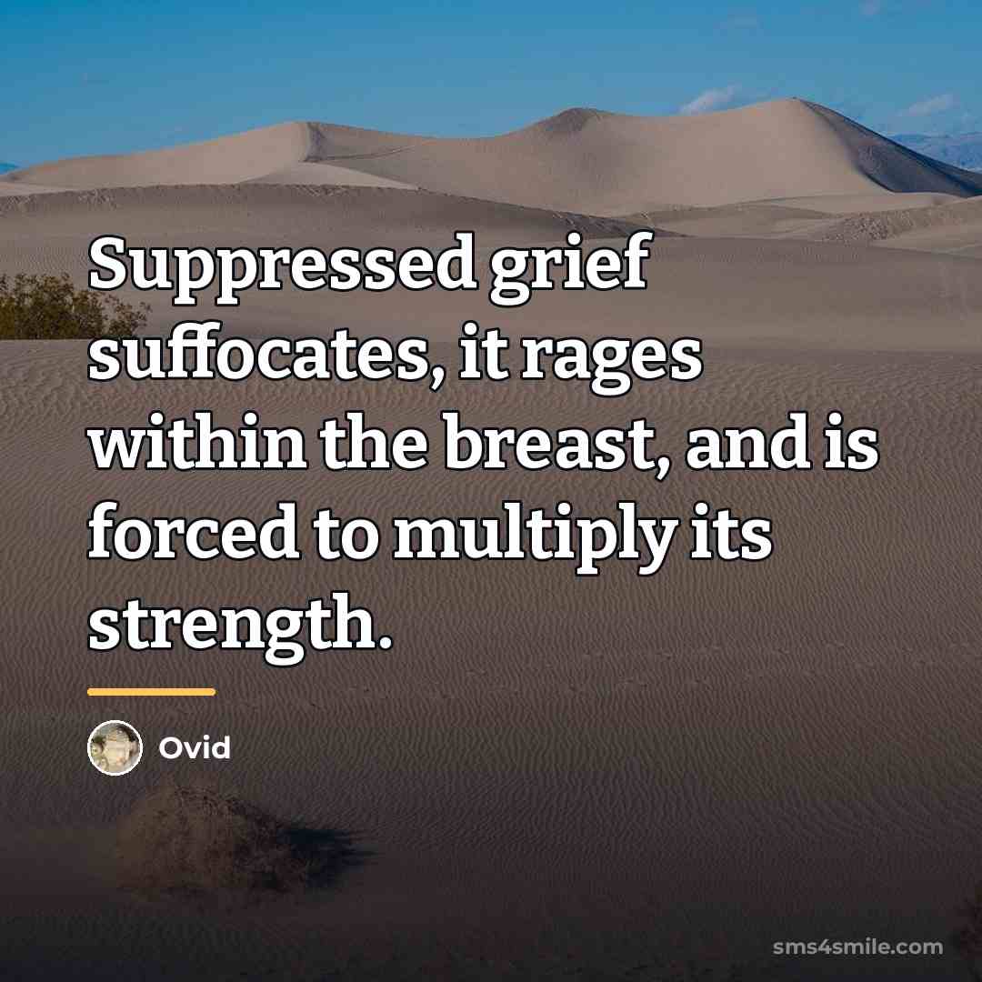“Suppressed grief suffocates, it rages within the breast, and is…” quote by Ovid