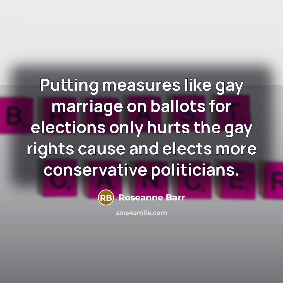 “Putting measures like gay marriage on ballots for elections only…” quote by Roseanne Barr