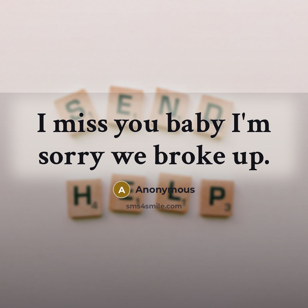 “I miss you baby I'm sorry we broke up.” quote by Anonymous