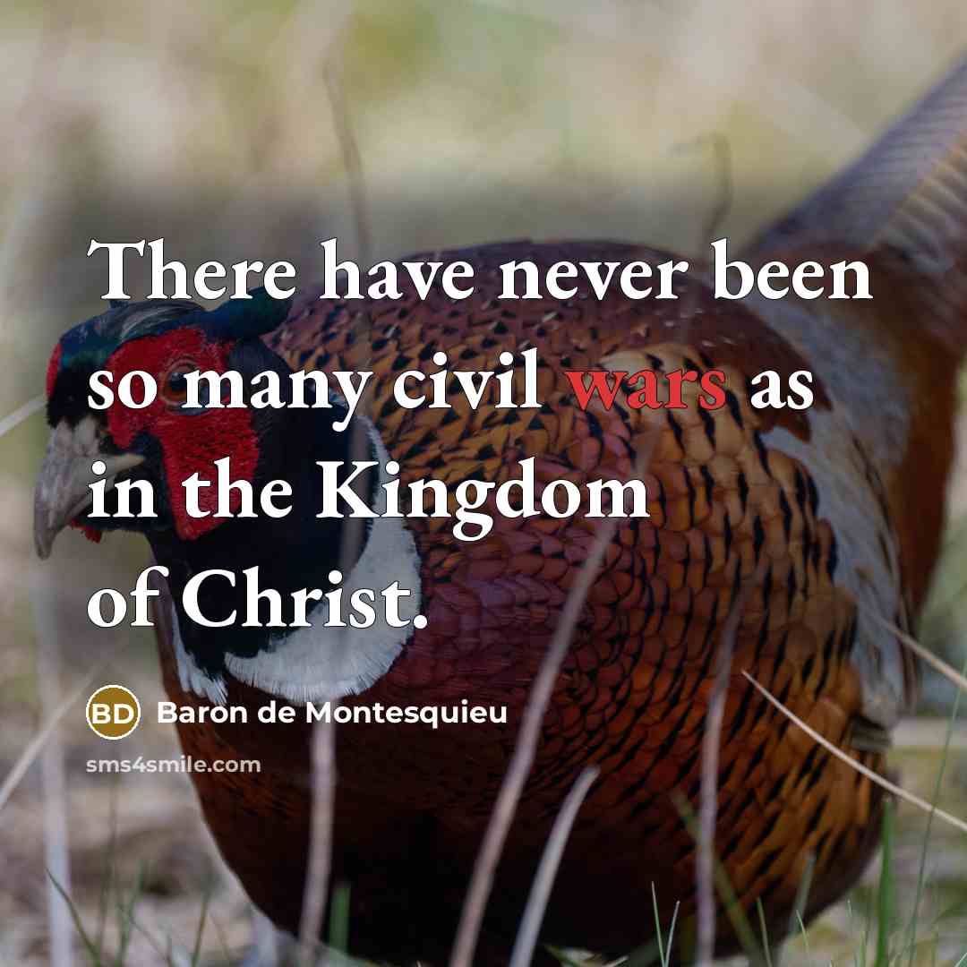 “There have never been so many civil wars as in…” quote by Baron de Montesquieu