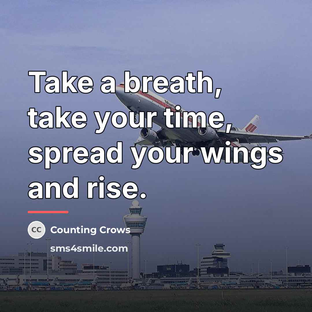 “Take a breath, take your time, spread your wings and…” quote by Counting Crows