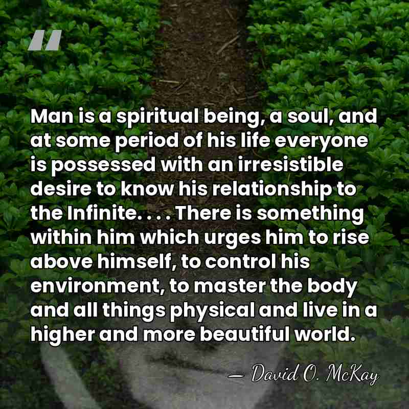 Man is a spiritual being, a soul, and at some period of&hellip; - David O. McKay