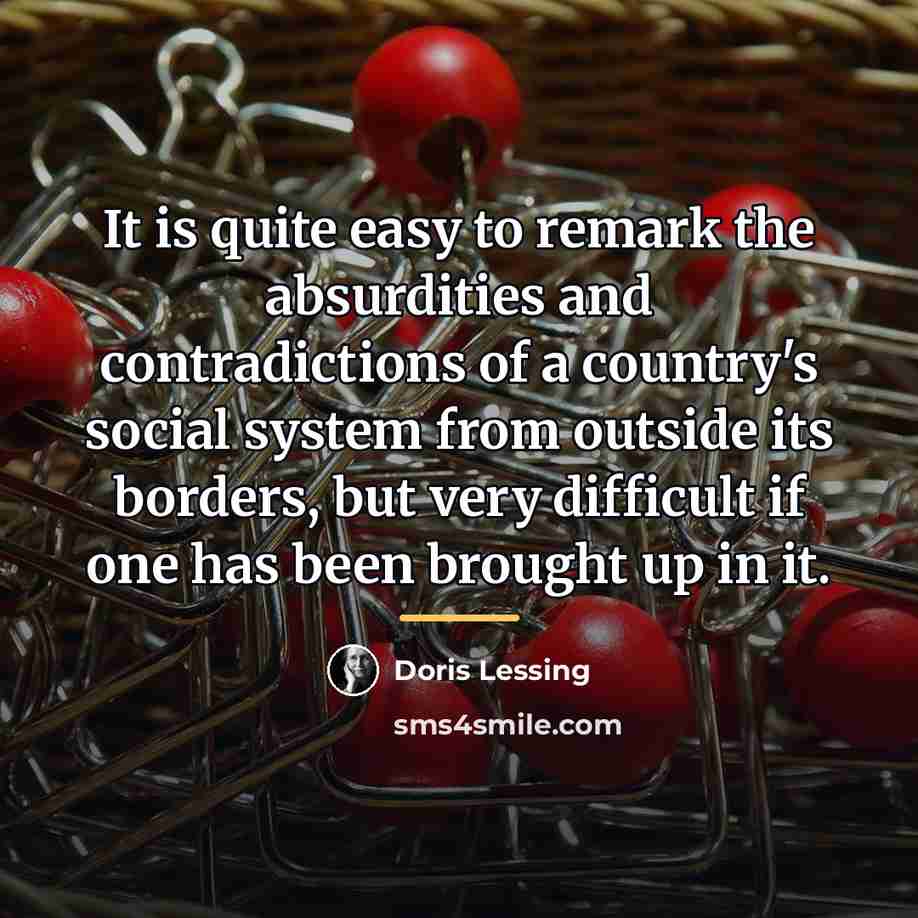 “It is quite easy to remark the absurdities and contradictions…” quote by Doris Lessing