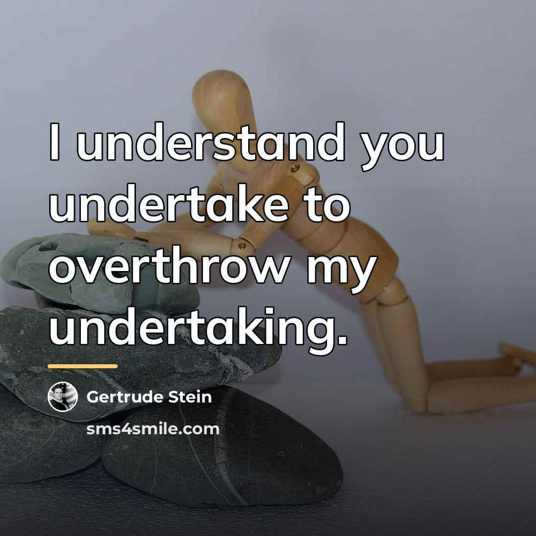 “I understand you undertake to overthrow my undertaking.…” quote by Gertrude Stein