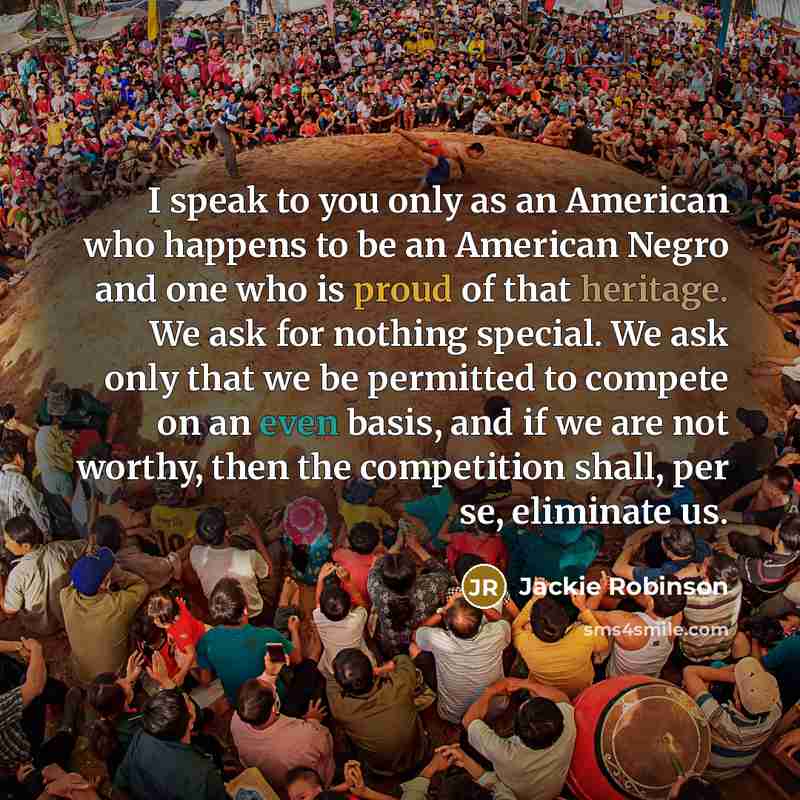 “I speak to you only as an American who happens…” quote by Jackie Robinson