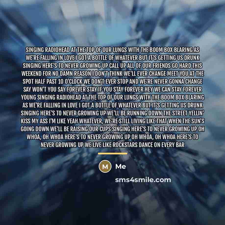 “Singing Radiohead at the top of our lungs With the…” quote by ME