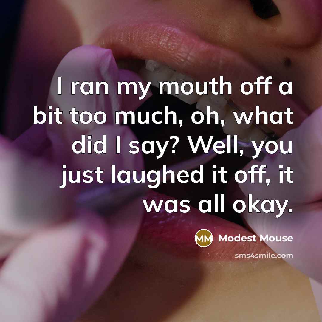 “I ran my mouth off a bit too much, oh,…” quote by Modest Mouse