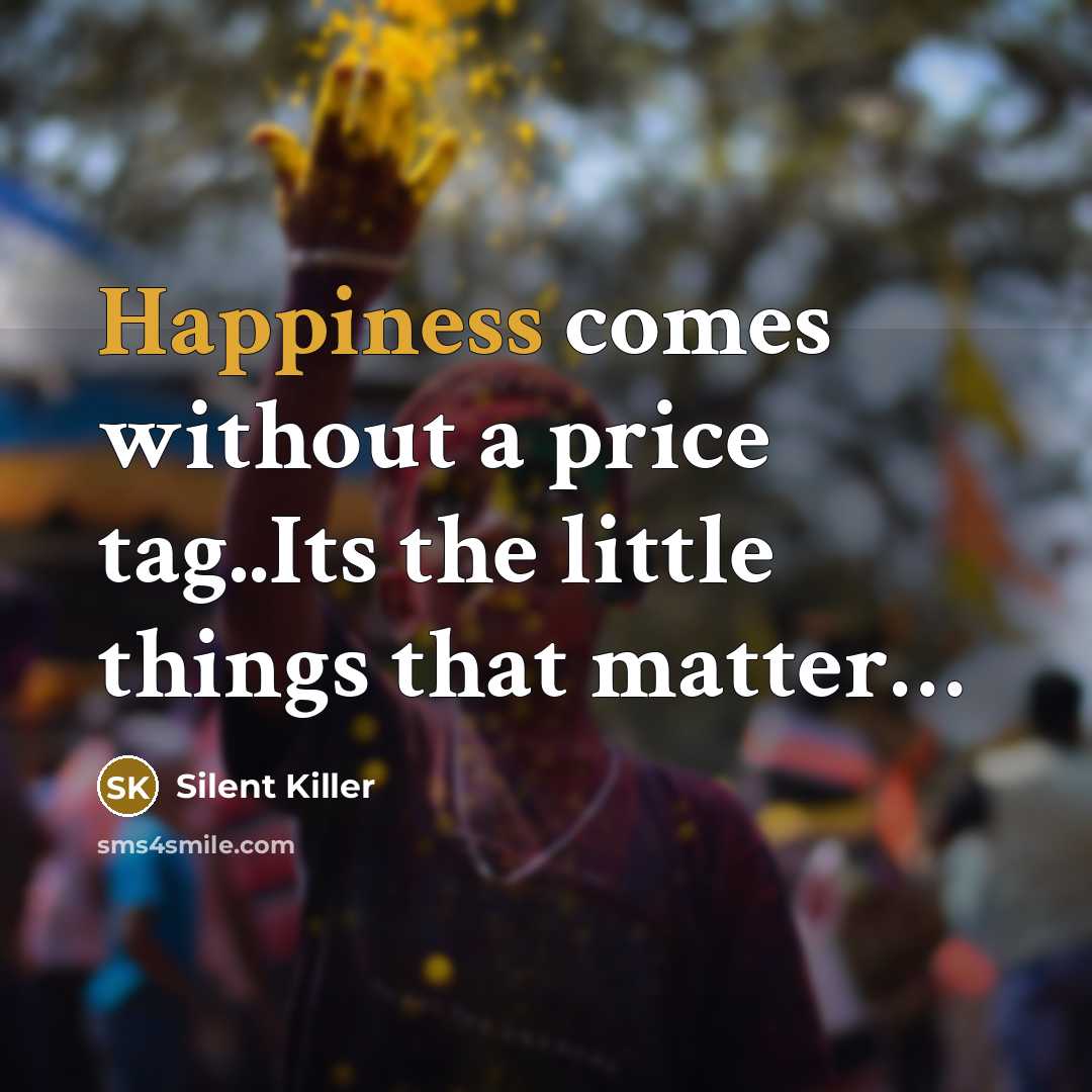 “Happiness comes without a price tag..Its the little things that…” quote by Silent Killer