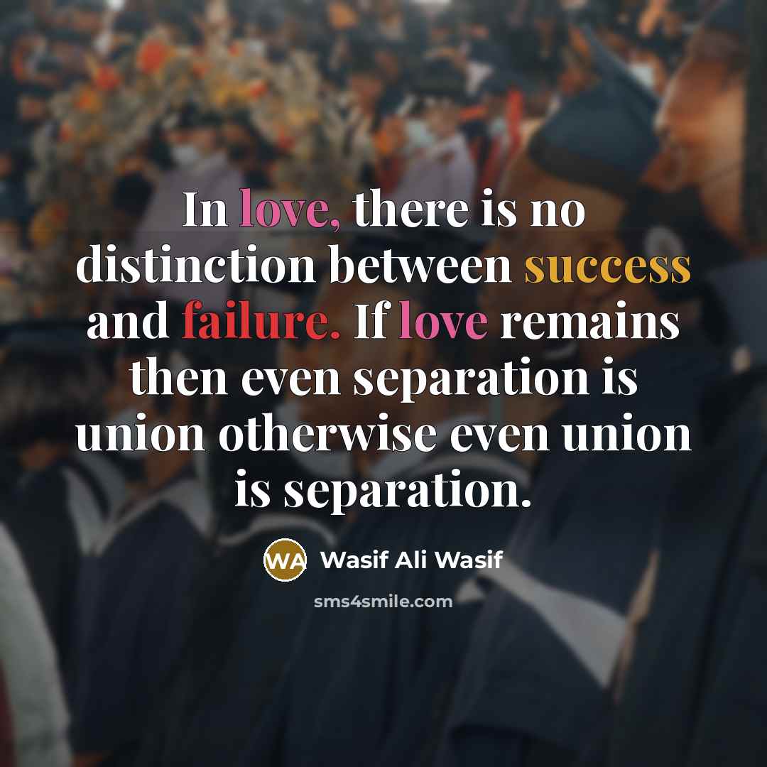 “In love, there is no distinction between success and failure.…” quote by Wasif Ali Wasif