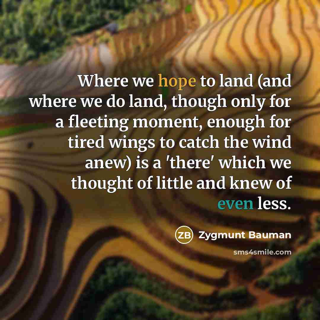 “Where we hope to land (and where we do land,…” quote by Zygmunt Bauman