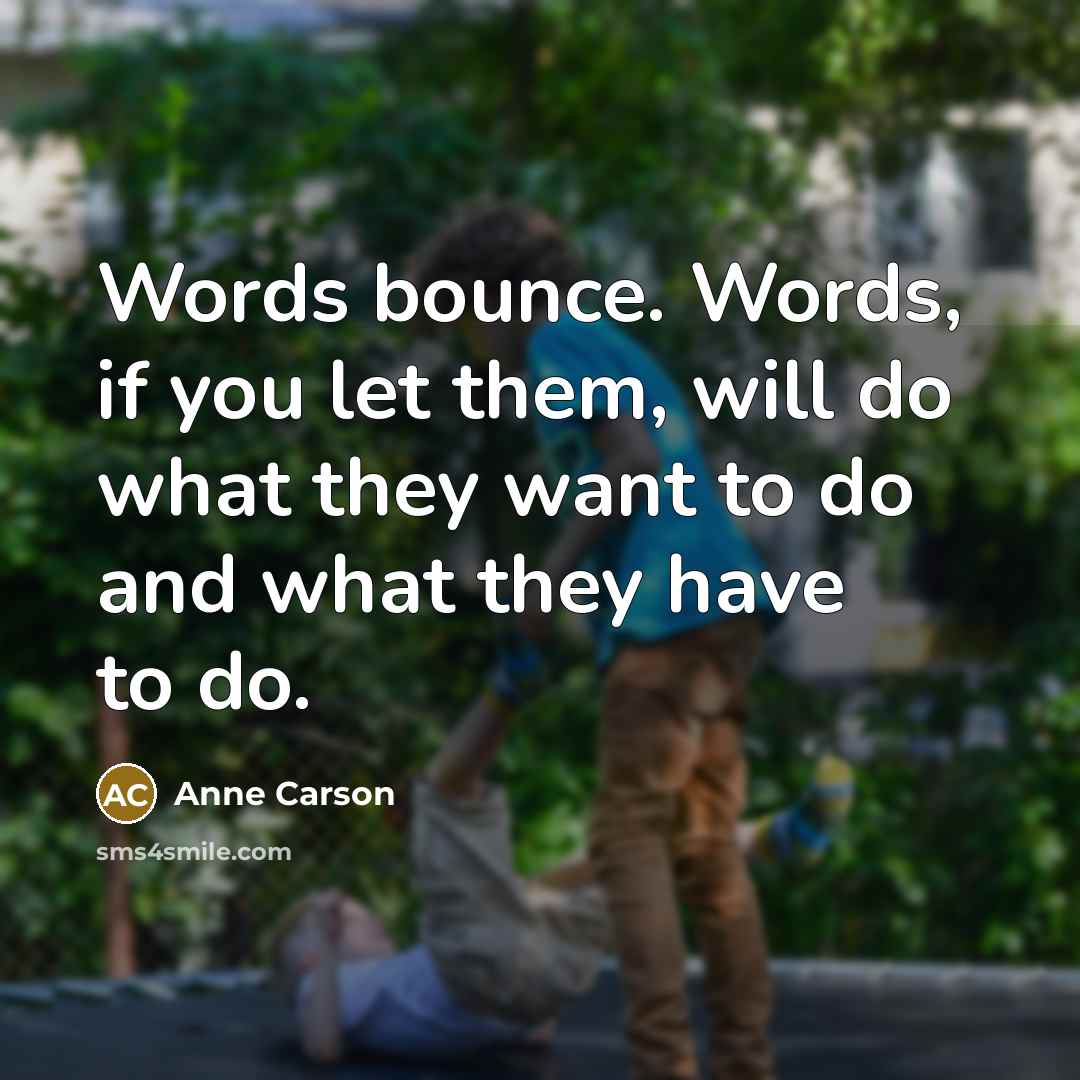 “Words bounce. Words, if you let them, will do what…” quote by Anne Carson