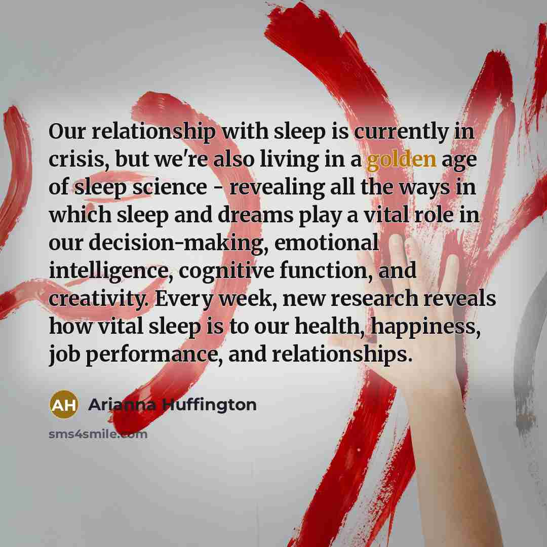 “Our relationship with sleep is currently in crisis, but we're…” quote by Arianna Huffington
