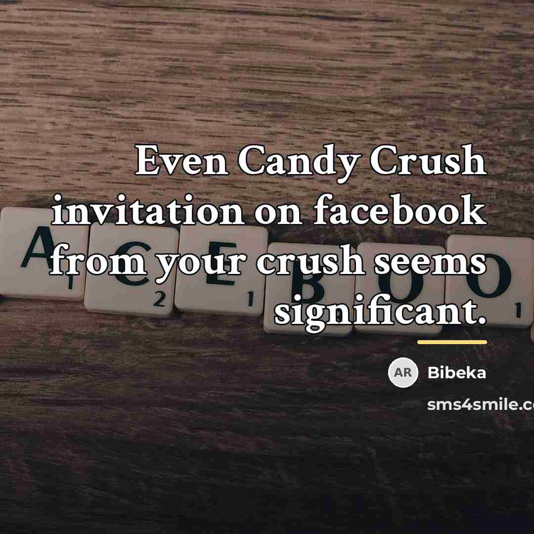 “Even Candy Crush invitation on facebook from your crush seems…” quote by Bibeka
