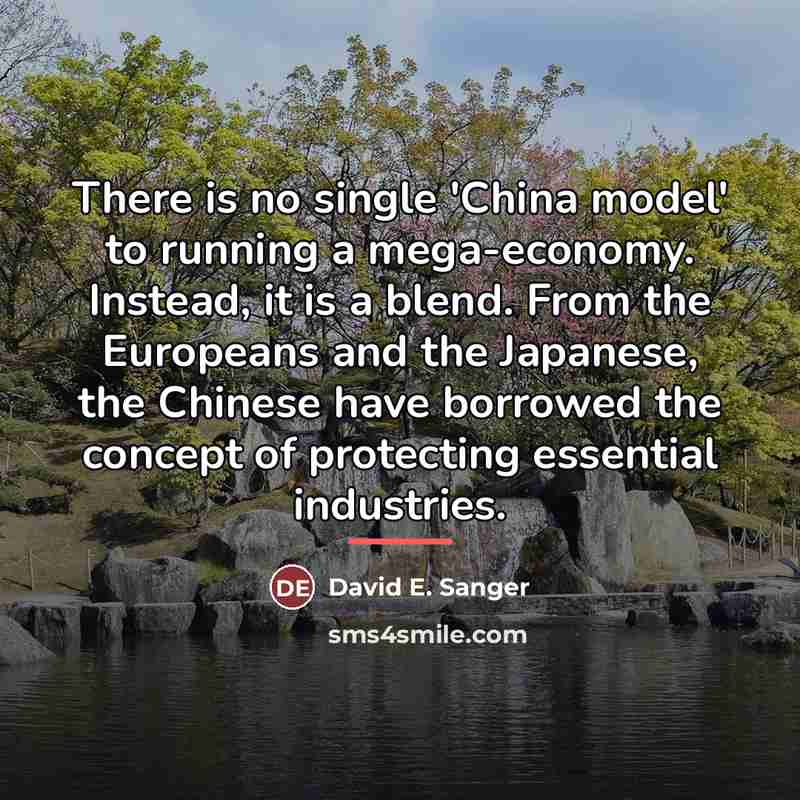 “There is no single 'China model' to running a mega-economy.…” quote by David E. Sanger