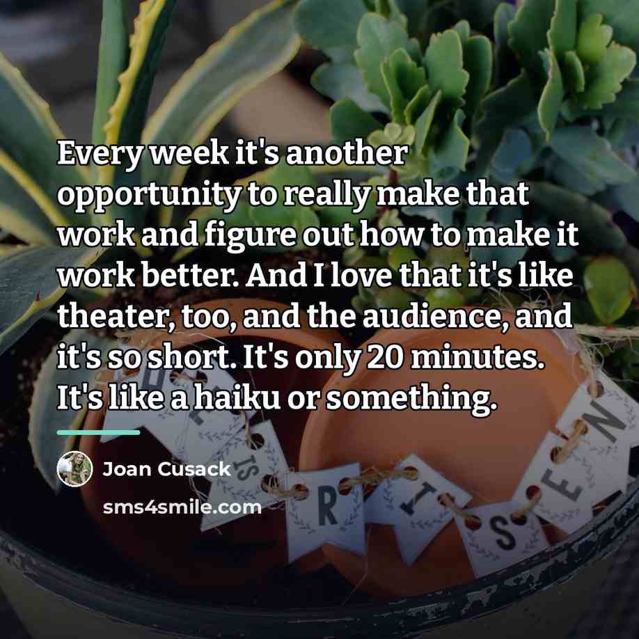 “Every week it's another opportunity to really make that work…” quote by Joan Cusack