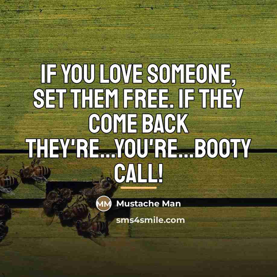 “If you love someone, set them free. If they come…” quote by Mustache Man