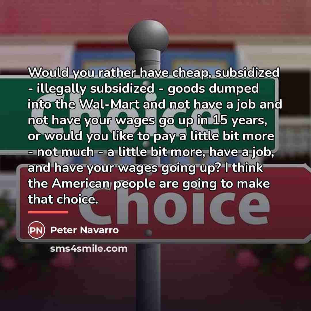 “Would you rather have cheap, subsidized - illegally subsidized -…” quote by Peter Navarro