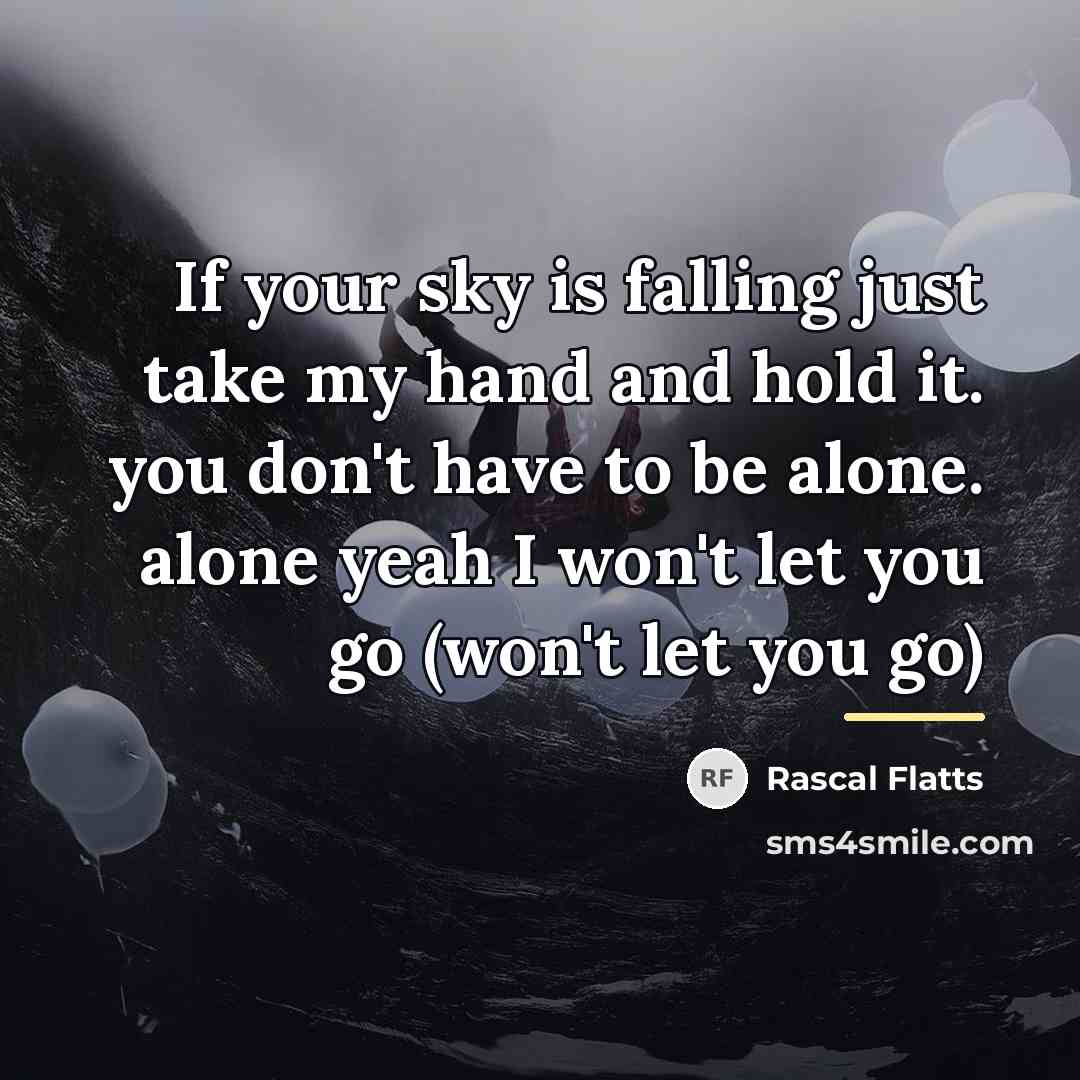 “If your sky is falling just take my hand and…” quote by Rascal Flatts