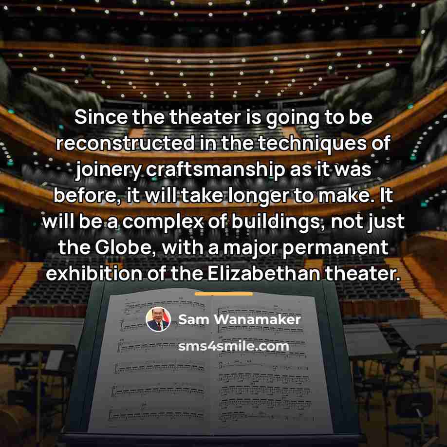 “Since the theater is going to be reconstructed in the…” quote by Sam Wanamaker