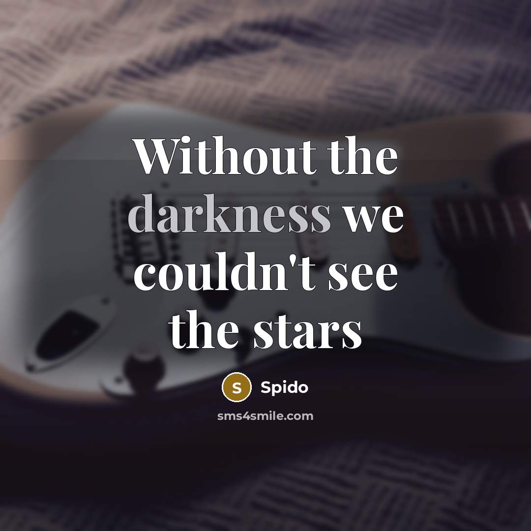 “Without the darkness we couldn't see the stars…” quote by Spido