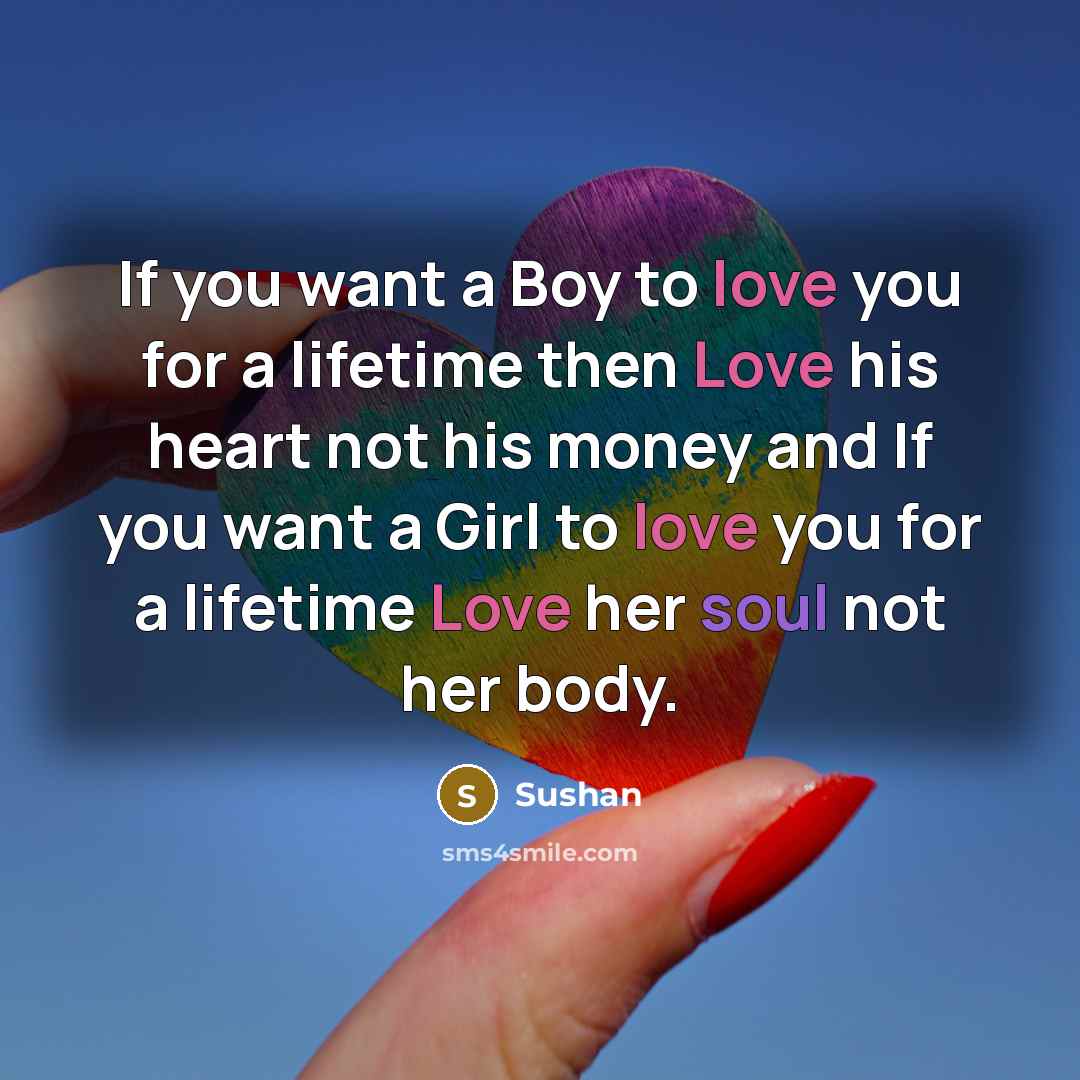 “If you want a Boy to love you for a…” quote by Sushan