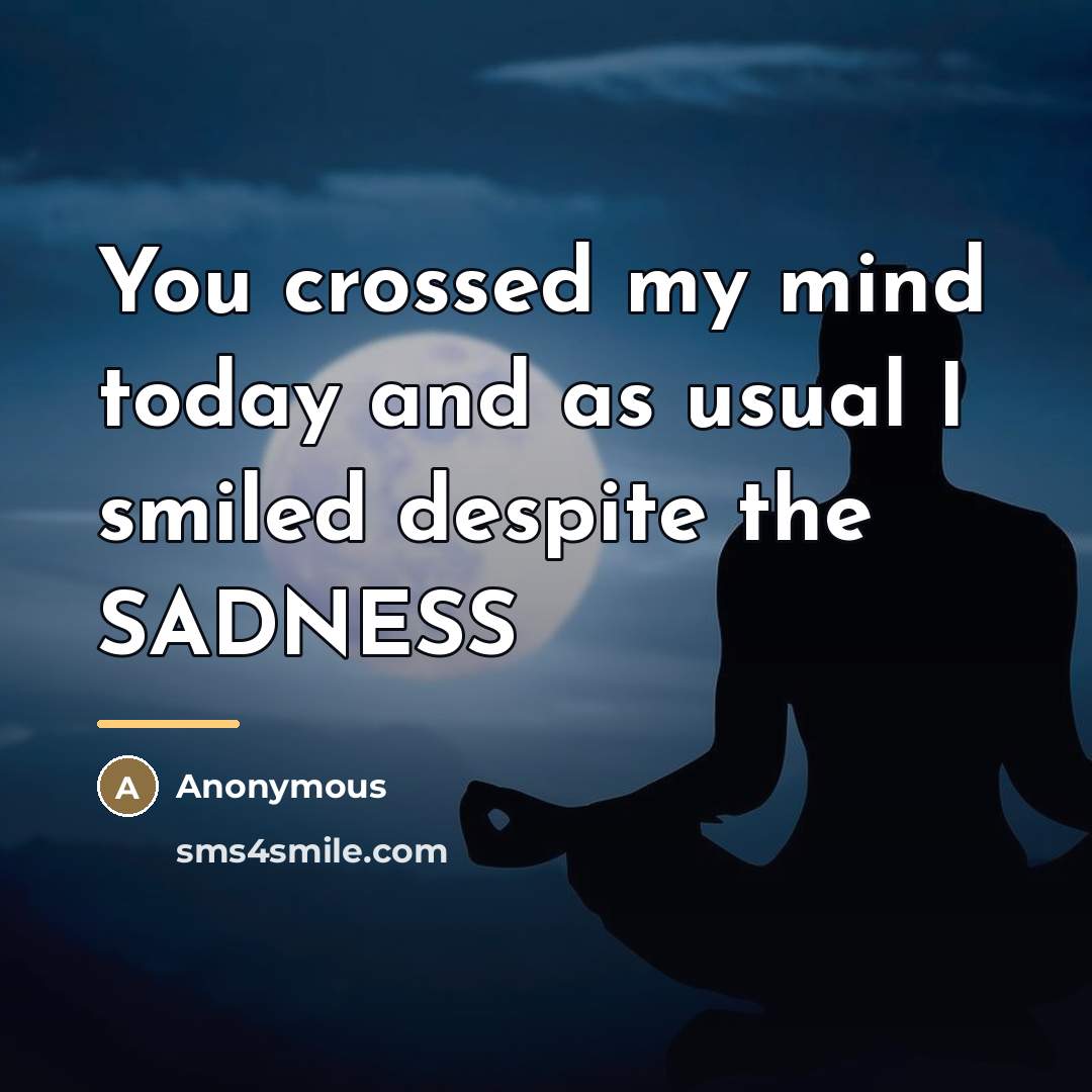 “You crossed my mind today and as usual I smiled…” quote by Anonymous