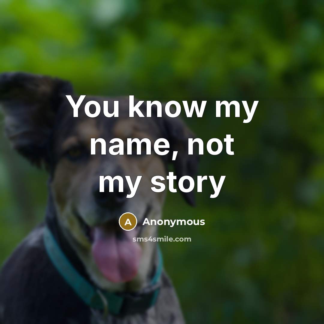 “You know my name, not my story…” quote by Anonymous