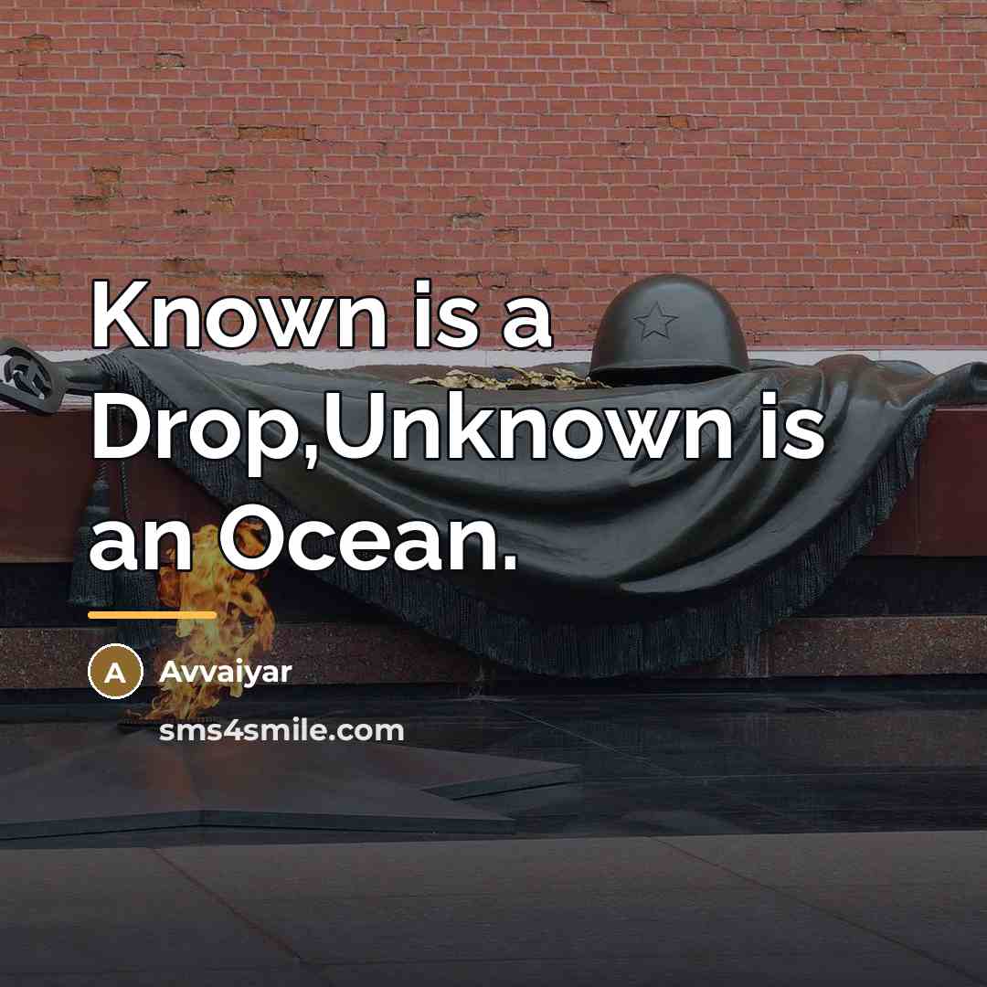 “Known is a Drop,Unknown is an Ocean.…” quote by Anonymous