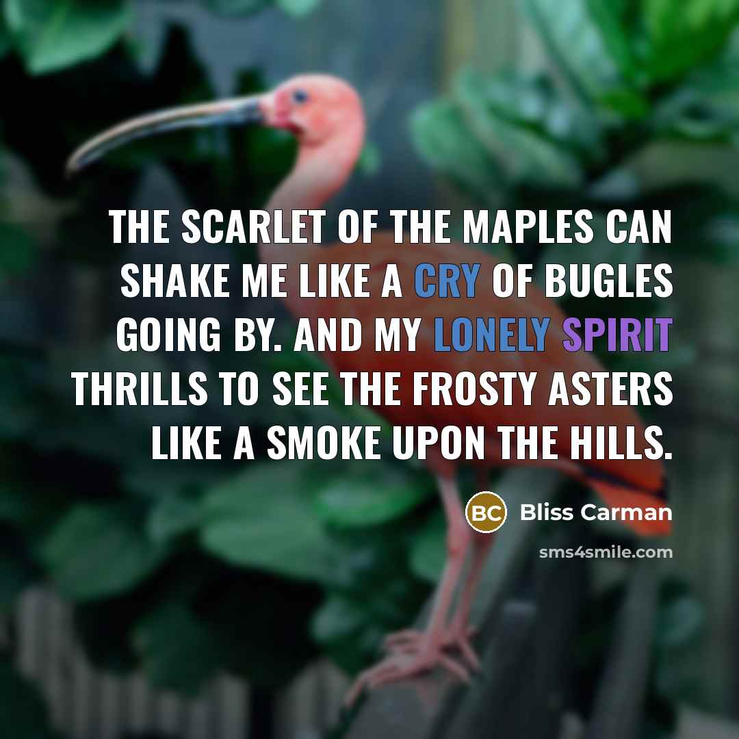 “The scarlet of the maples can shake me like a…” quote by Bliss Carman