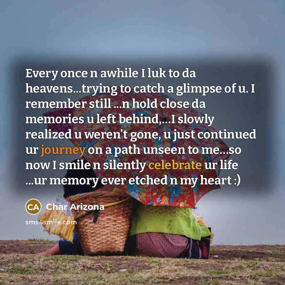 “Every once n awhile I luk to da heavens...trying to…” quote by Char Arizona