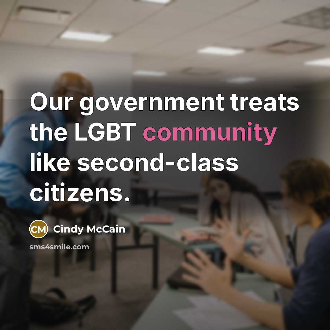 “Our government treats the LGBT community like second-class citizens.…” quote by Cindy McCain