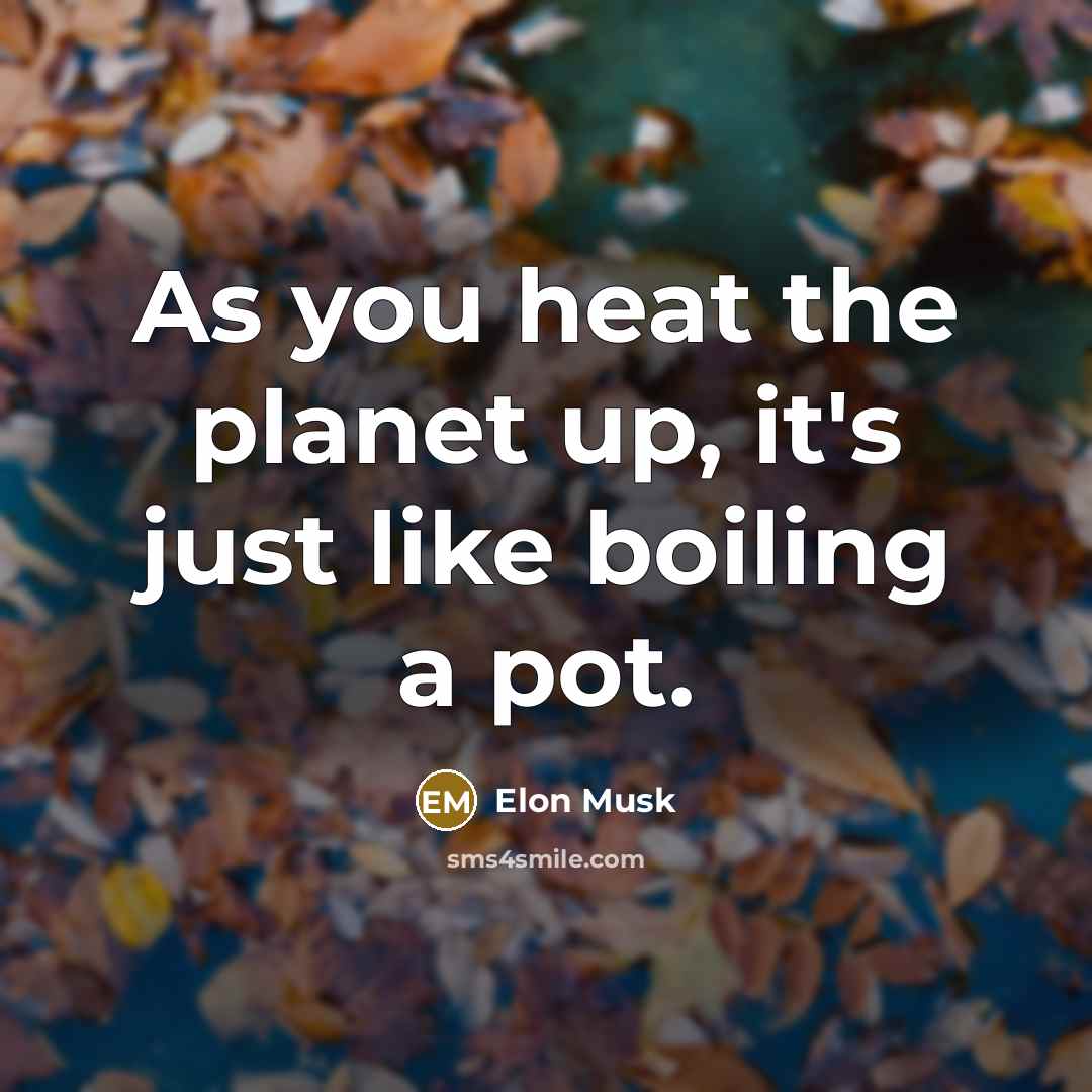 “As you heat the planet up, it's just like boiling…” quote by Elon Musk