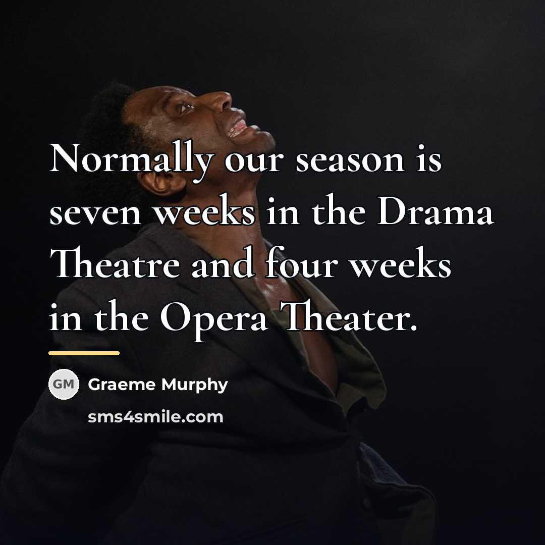 “Normally our season is seven weeks in the Drama Theatre…” quote by Graeme Murphy
