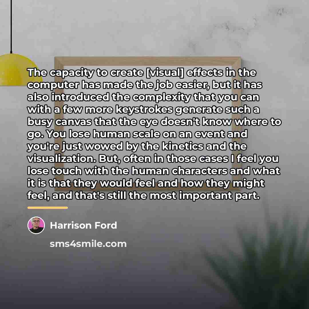“The capacity to create [visual] effects in the computer has…” quote by Harrison Ford