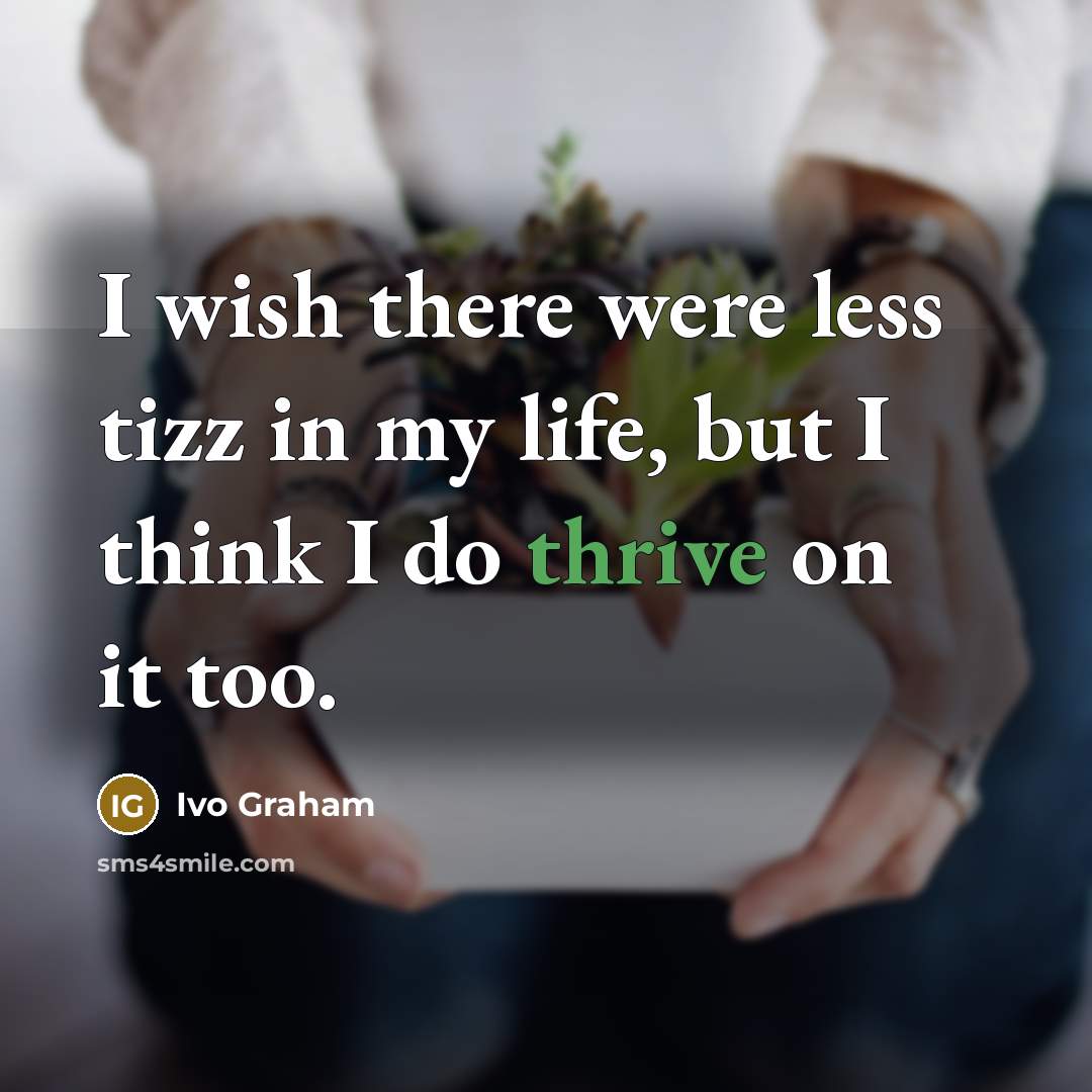 “I wish there were less tizz in my life, but…” quote by Ivo Graham