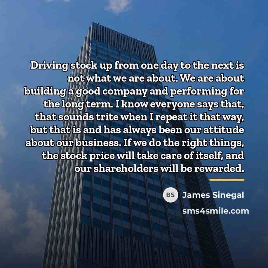 “Driving stock up from one day to the next is…” quote by James Sinegal