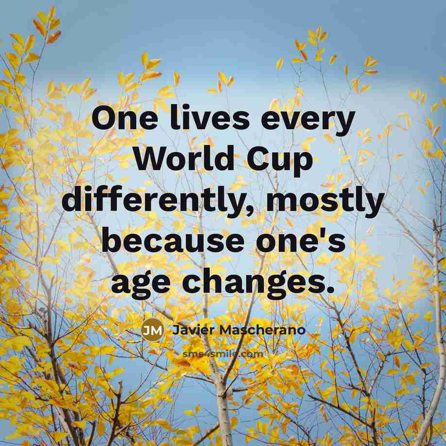 “One lives every World Cup differently, mostly because one's age…” quote by Javier Mascherano