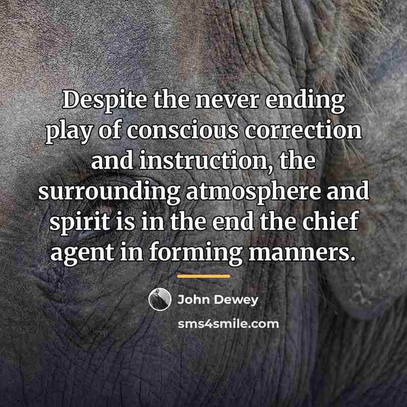 “Despite the never ending play of conscious correction and instruction,…” quote by John Dewey