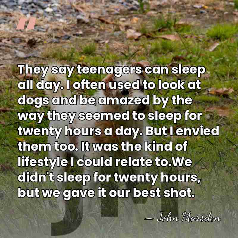They say teenagers can sleep all day. I often used to look&hellip; - John Marsden