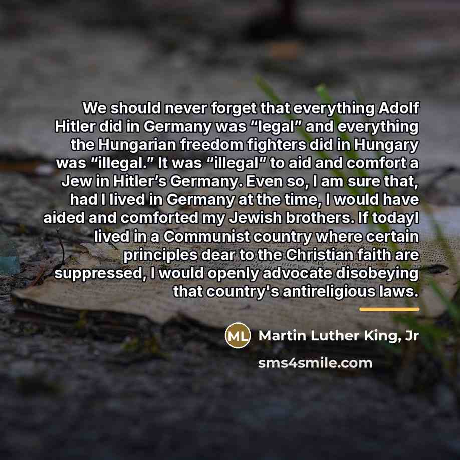 “We should never forget that everything Adolf Hitler did in…” quote by Martin Luther King, Jr