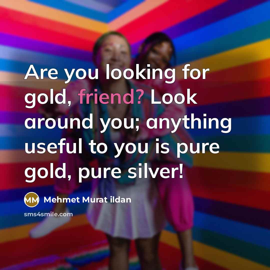 “Are you looking for gold, friend? Look around you; anything…” quote by Mehmet Murat Ildan