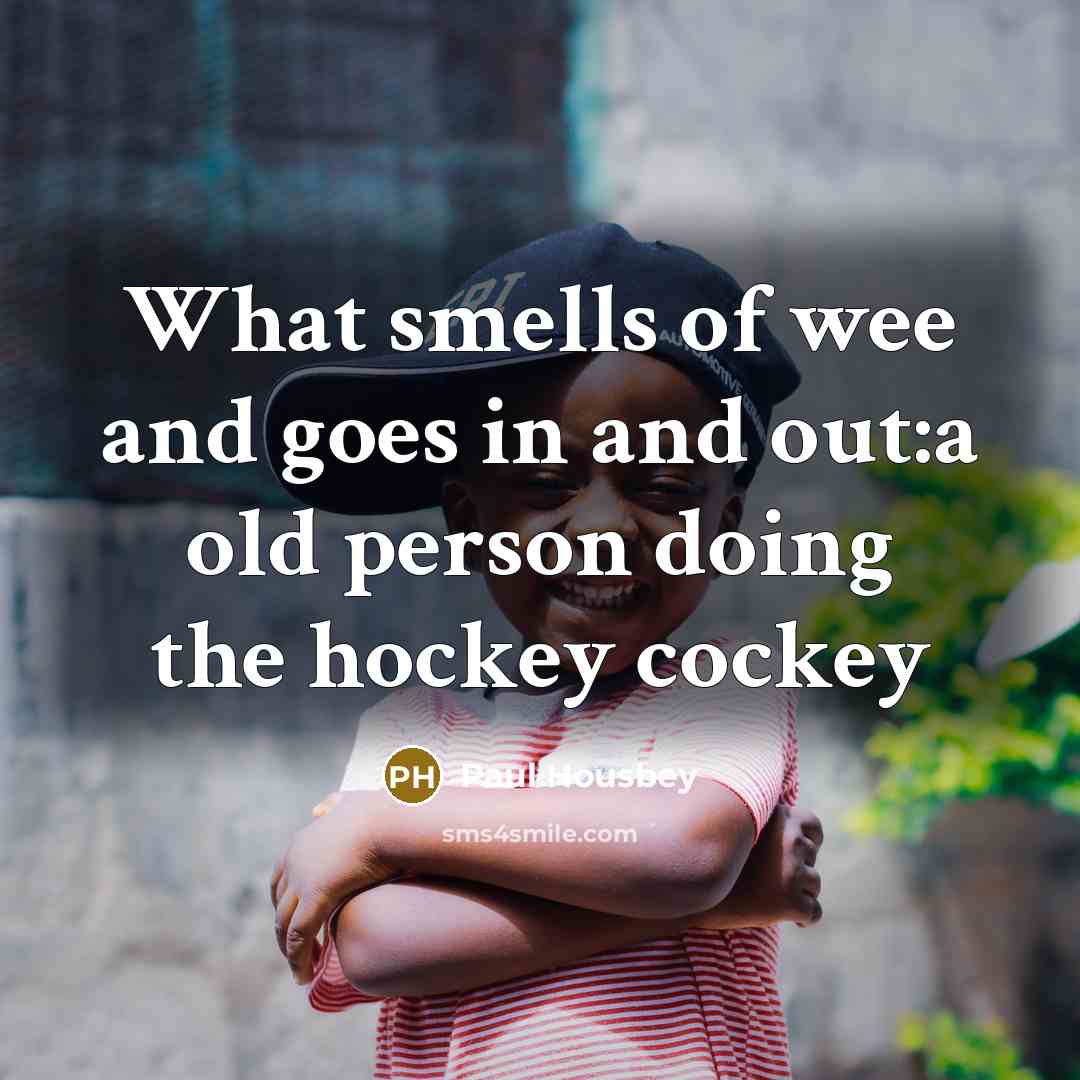 “What smells of wee and goes in and out:a old person doing the hockey cockey” quote by Paul Housbey