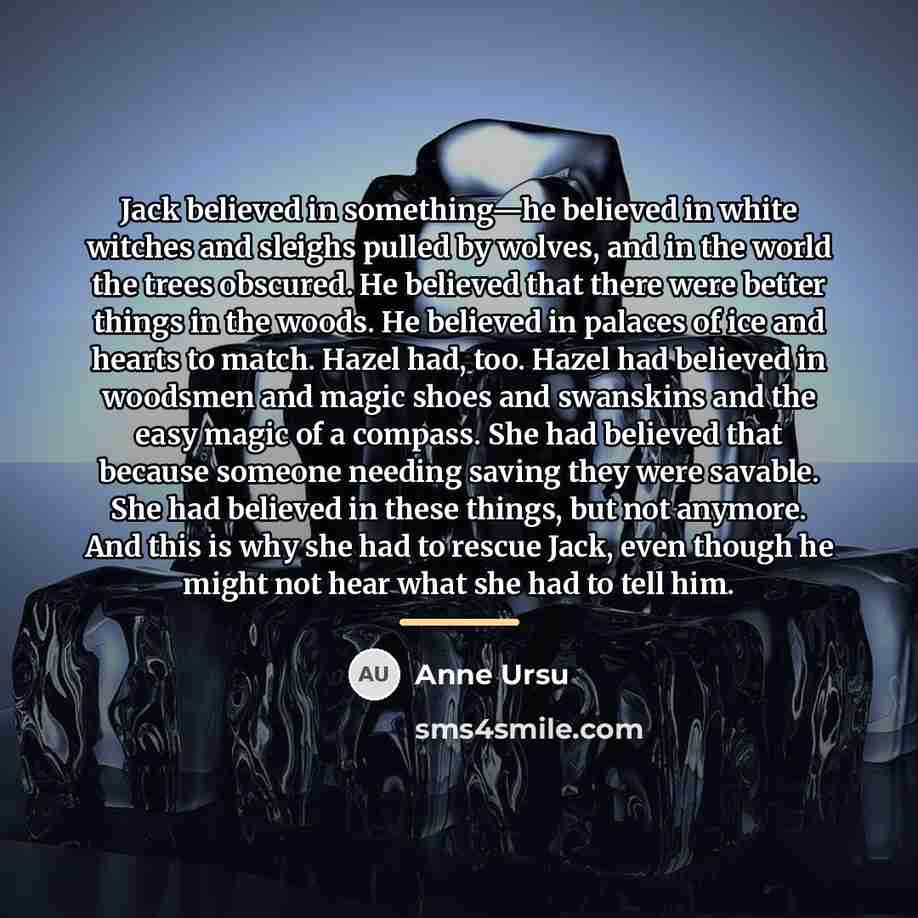 “Jack believed in something—he believed in white witches and sleighs…” quote by Anne Ursu